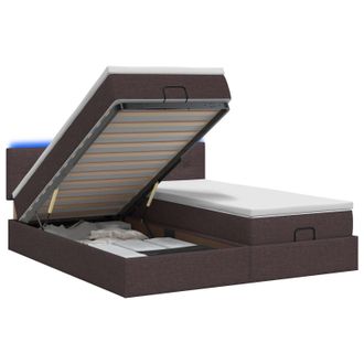 vidaXL Letto Ottomano Con Materasso E Led Marrone Scuro 200 X 200 Cm Vidaxl