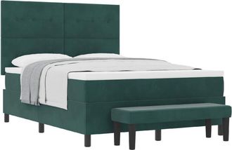 vidaXL Box Spring Bed with Mattress Dark green 160 x 200 cm Velvet vidaXL
