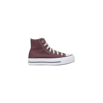Converse Schoenen, Dames, Bruin, 36 EU, Paarse Stoffen Sneaker met Verhoogde Zool