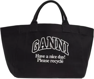 Ganni Black Logo XXL Tote