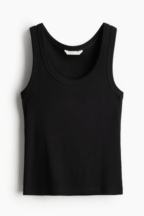 H&M Geripptes Tanktop - Schwarz