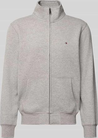 Tommy Hilfiger Regular Fit Sweatjacke aus Baumwoll-Mix in Mittelgrau Melange, Größe XXL
