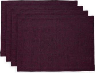 Solino Home Linen Placemats Set of 4, 14 x 19 Inch for Dining Table, Holiday and Everyday Table Decor - Athena in Chambray Burgundy at Nordstrom