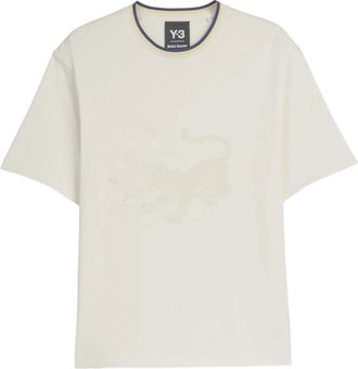 Yohji Yamamoto Tops, Heren, Wit, XS, Katoen, Graphic T-Shirt