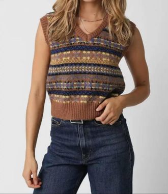 Olivaceous Marjorie Sweater Vest In Brown