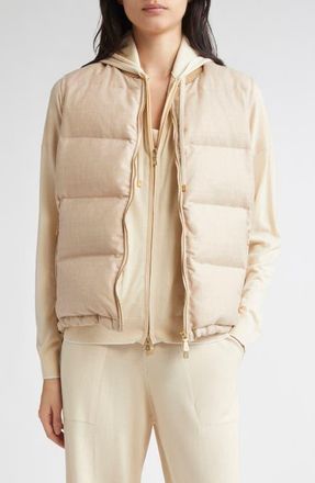Eleventy Wool Blend Down Vest in 02 Sand at Nordstrom, Size X-Small