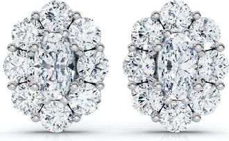 Pompeii3 1 1/2Ct Oval Diamond Halo Studs 14k Gold Womens Earrings Lab Grown