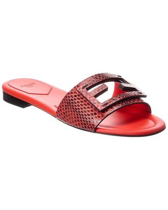 Fendi Fendi Baguette Python-Embossed Leather Sandal