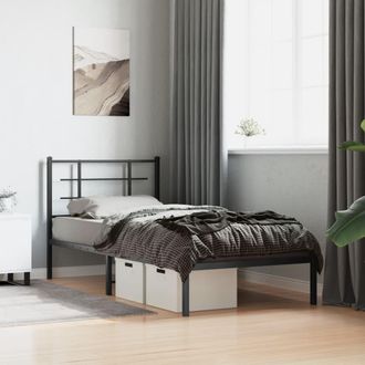 vidaXL Estructura Cama Sin Colch&oacute;n Con Cabecero Metal Negro 90x190 Cm Vidaxl