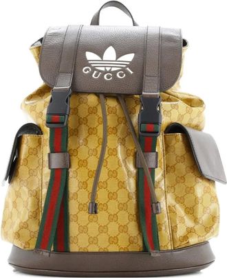 Gucci x adidas Double Pocket Buckle GG Coated Canvas Medium backpack - Bruin