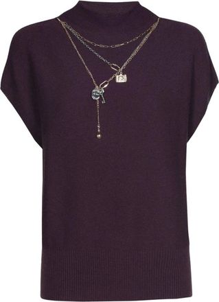 Caroline Biss Caroline Biss - Pullover met kettingdetail - Dames - Truien - Paars - Maat: S Katoen