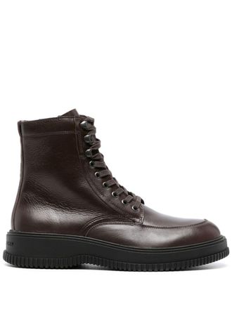 Tommy Hilfiger logo-debossed leather boots - men - Calf Leather/Fabric/Calf Leather/Rubber - 46 - Brown