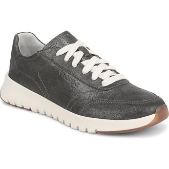 Vionic Uptown Metallic Suede Sneaker in Polluted Silver at Nordstrom, Size 7.5