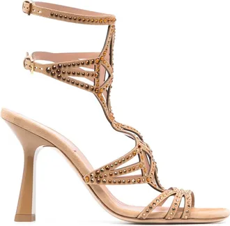 Alberta Ferretti 105mm metallic square-toe sandals - women - Calf Leather/Goat Skin/Calf Leather - 37 - Brown