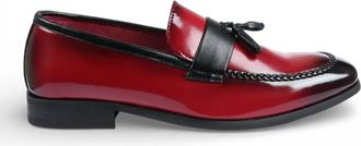 Infinity Leather Herenschoenen met rode kwastjes, hoogglans lakleer, formele look
