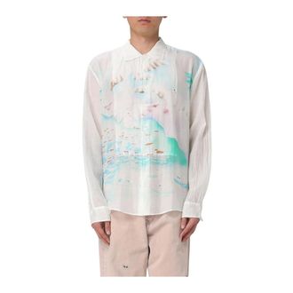 Our Legacy Casual Shirts, male, White, Size: L Printed Long Sleeve Shirt