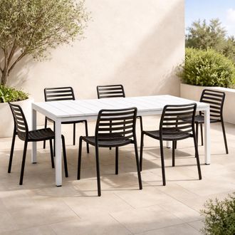 Decorspace Set Tavolo Rio Allungabile 210-280 Cm Con 6 Sedie Doga Bistrot, Per Esterno E Giardino -antracite / Menta