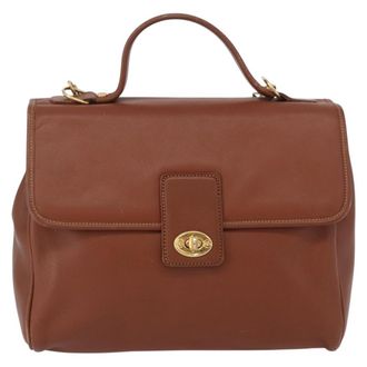 Gucci Vintage Handbag Leather Brown Leather Handbag (Pre-Owned)