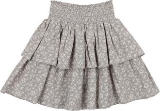 Maniere Kids Textured Floral Tiered Cotton Blend Skirt in Slate at Nordstrom, Size 2T
