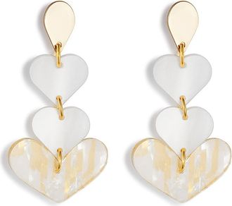 Toolally Heart Drop Earrings - White at Nordstrom