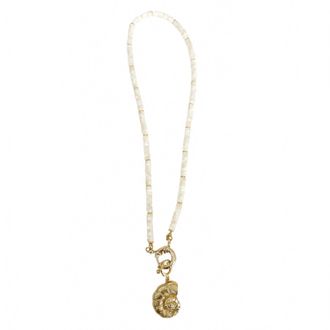 Gemelli Biscayne Beaded Necklace With Shell Charm In White