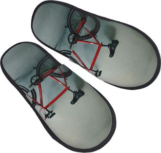 Generic Home Slippers Retro Bicycle Pattern Printing Slippers Warm Comfy House Shoes For Bathroom Women Winter M