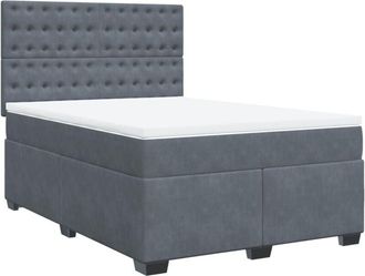vidaXL Vidaxl - Box Spring Bed with Mattress Dark Grey 140x190 cm Velvet