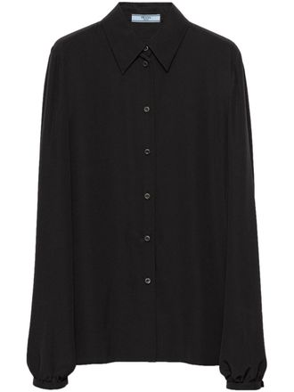 Prada classic collar crepe shirt - women - Silk - 38 - Black