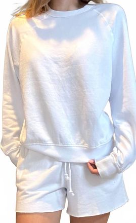 bobi Classic Raglan Pullover Sweater In White