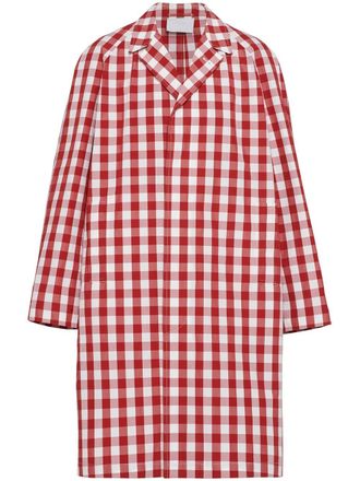 Prada gingham-check cotton coat - White