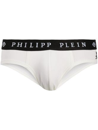 Philipp Plein Slip met geborduurd logo - Wit