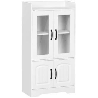 HOMCOM Homcom Vitrina De Sal&oacute;n Estanter&iacute;a Librer&iacute;a Con Puertas De Vidrio Estante Ajustable Y Bisagras De Cierre Suave Para Estudio Oficina 60x30x116 Cm