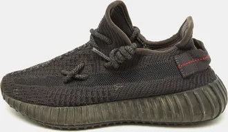 adidas Black Knit Fabric Boost 350 V2 Black Non-Reflective Sneakers Size 37 1/3