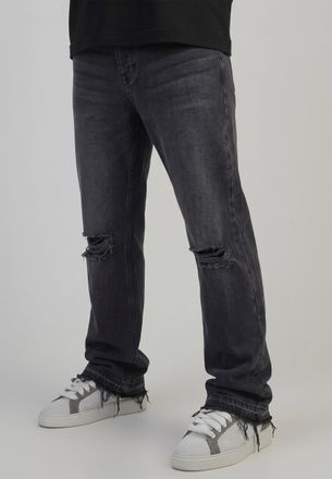 Siksilk Jeans Vaqueros Ajuste Suelto Negro Lavado Desgastado Hombre 38