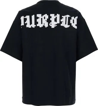 Purple Logo-Embroidered Cotton T-Shirt - Black