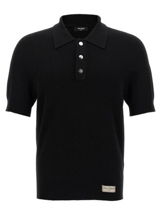 Balmain Black Merino Wool Polo Mens Shirt