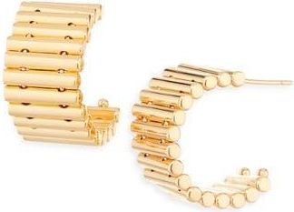 Sterling Forever Harla Ribbed Hoop Earrings in Gold at Nordstrom Rack