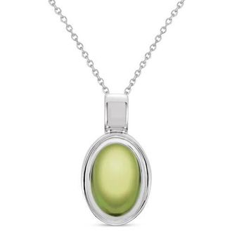 Allurez Oval Natural Cabochon Citrine Pendant Necklace 14K 0.96ct in Peridot,white Gold at Nordstrom, Size 18