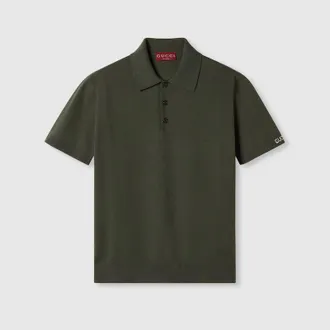 Gucci Silk Cotton Knit Polo Shirt, Size XXXL, Green, Ready-to-wear