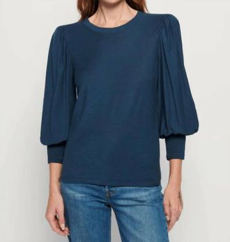 Nation Ltd Womens Loren Smocked Top In Azure