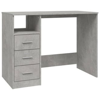 Berkfield Home Desk with Drawers Concrete Grey 102x50x76 cm Engineered Wood | Size: 102 x 50 x 76 cm