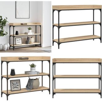 vidaXL Tavolino Consolle con Ripiani Rovere Sonoma 100x30x80 cm - Tavolo da ingresso - Tavolo da soggiorno