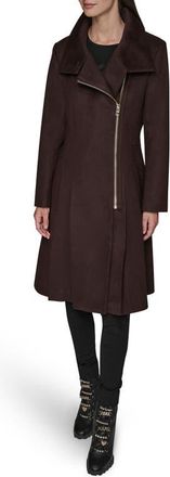 Karl Lagerfeld Wool Blend Fit & Flare Coat in Brown at Nordstrom, Size X-Small