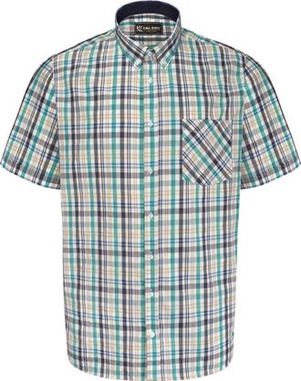 KAM Mens Casual Short Sleeve Check Shirt - Blue - 4XL