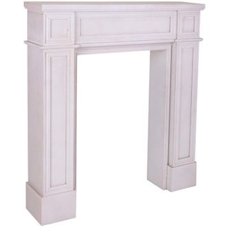 Wanderlust Deco Marco De Chimenea De Madera Tallada Blanca 100x20x110