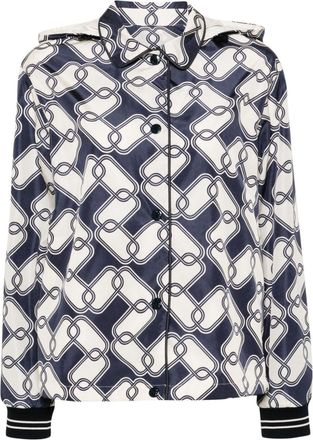 Moncler Iasone graphic-print hooded jacket - women - Polyamide/Polyamide - 1 - Blue