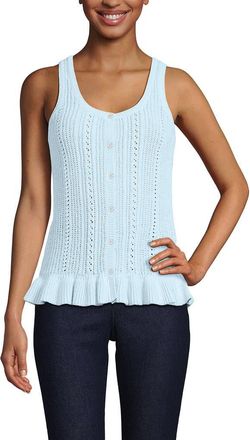 Lands End Cotton Boucle Ruffle Hem Sleeveless Sweater in Soft Ice Blue at Nordstrom, Size X-Small