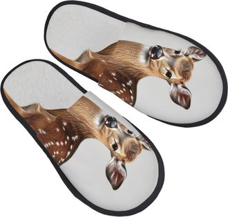 Generic Cotton Slippers Spotted Deer Cozy Slipper Breathable Anti-Slide Slipper For Spa Winter Home L