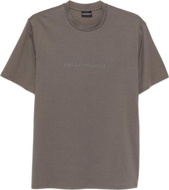 Emporio Armani Dark Brown Round Neck Logo T-shirt