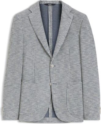 BOSS Slim-fit jacket in a patterned cotton blend